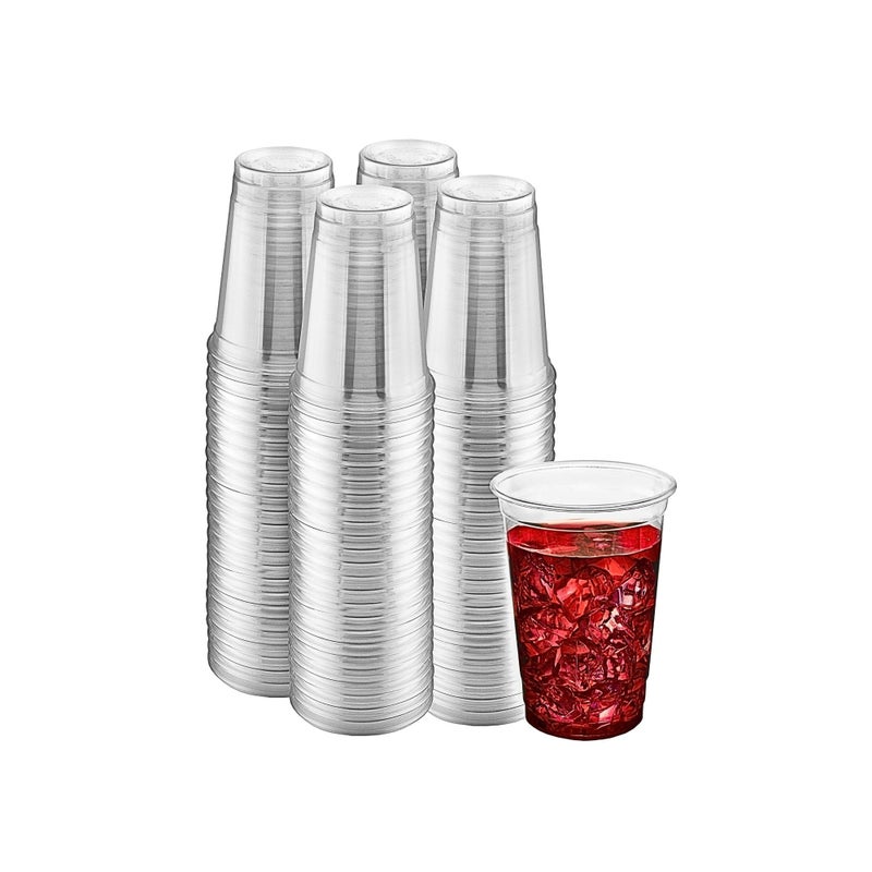 Green Direct 16 oz. Disposable Clear Drinking Plastic Cups for Boba Tea Ice Coffee 100 Pack - Image 1